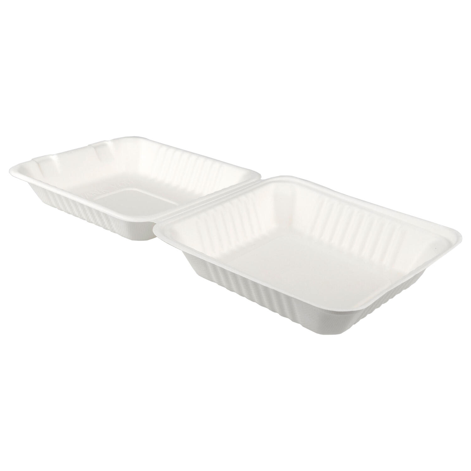 Menüboxen aus Bagasse, naturweiß, 22x20cm, 25Stk.
