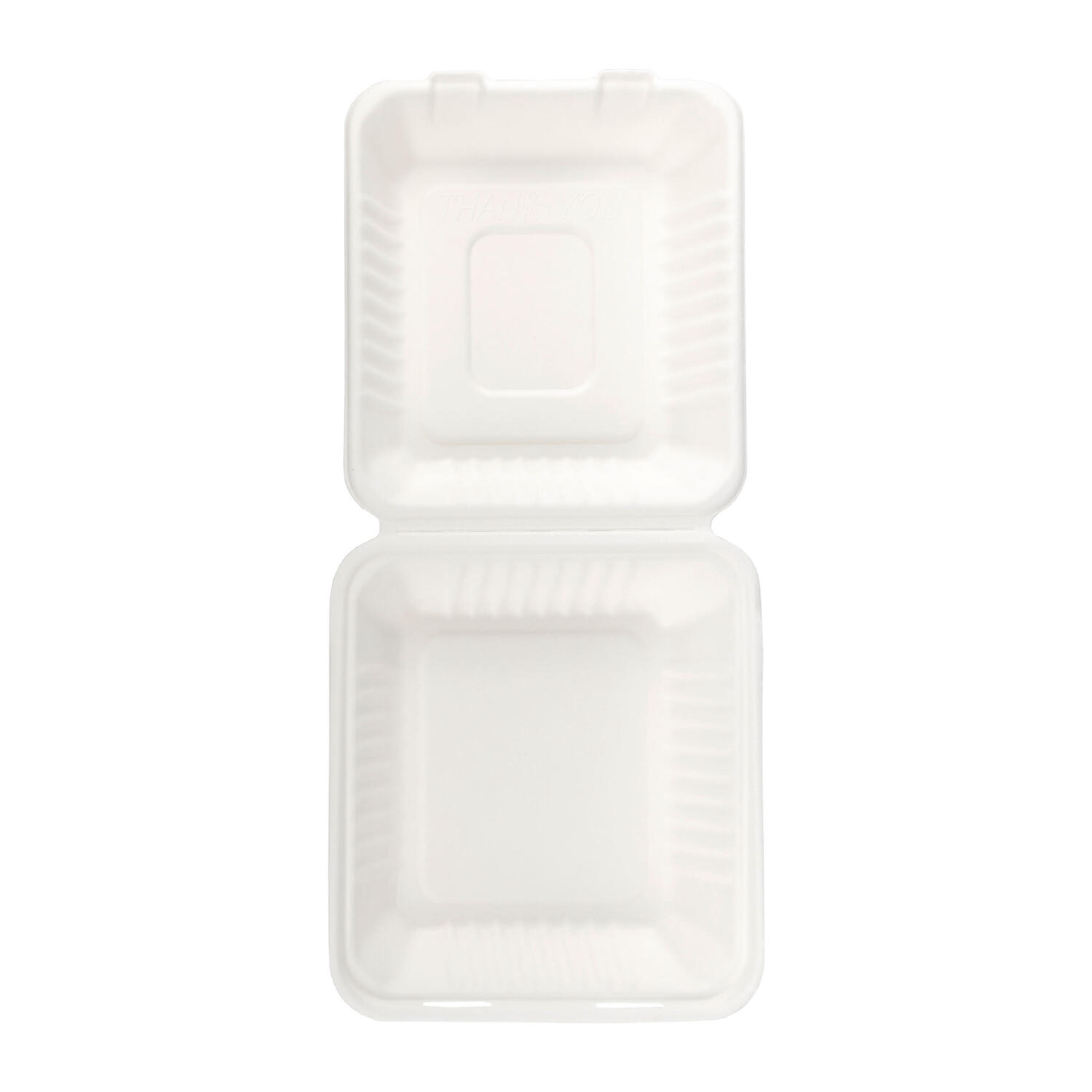 Menüboxen aus Bagasse, naturweiß, 22x20cm, 25Stk.
