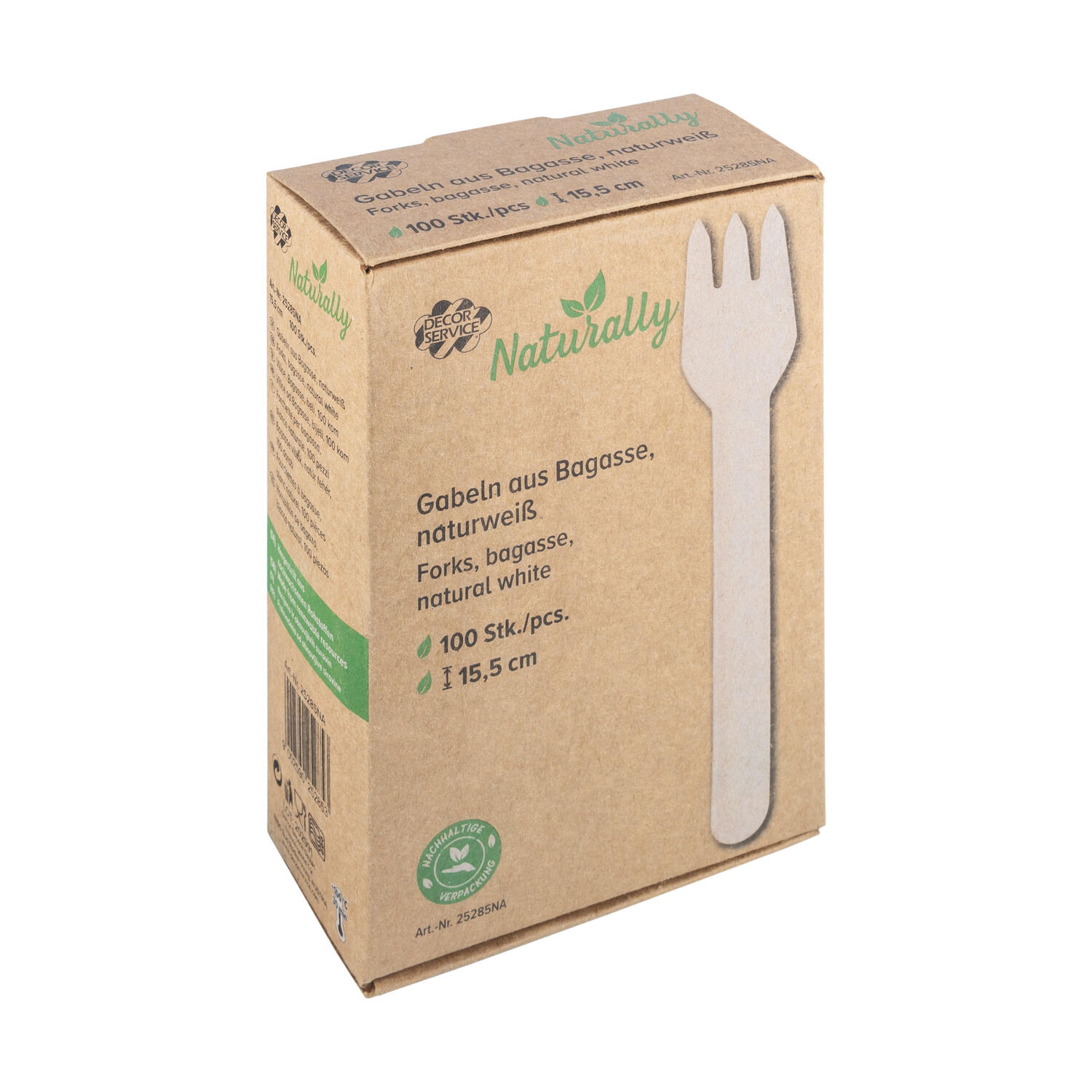 Gabeln aus Bagasse, naturweiß, 15.5cm, 100Stk.