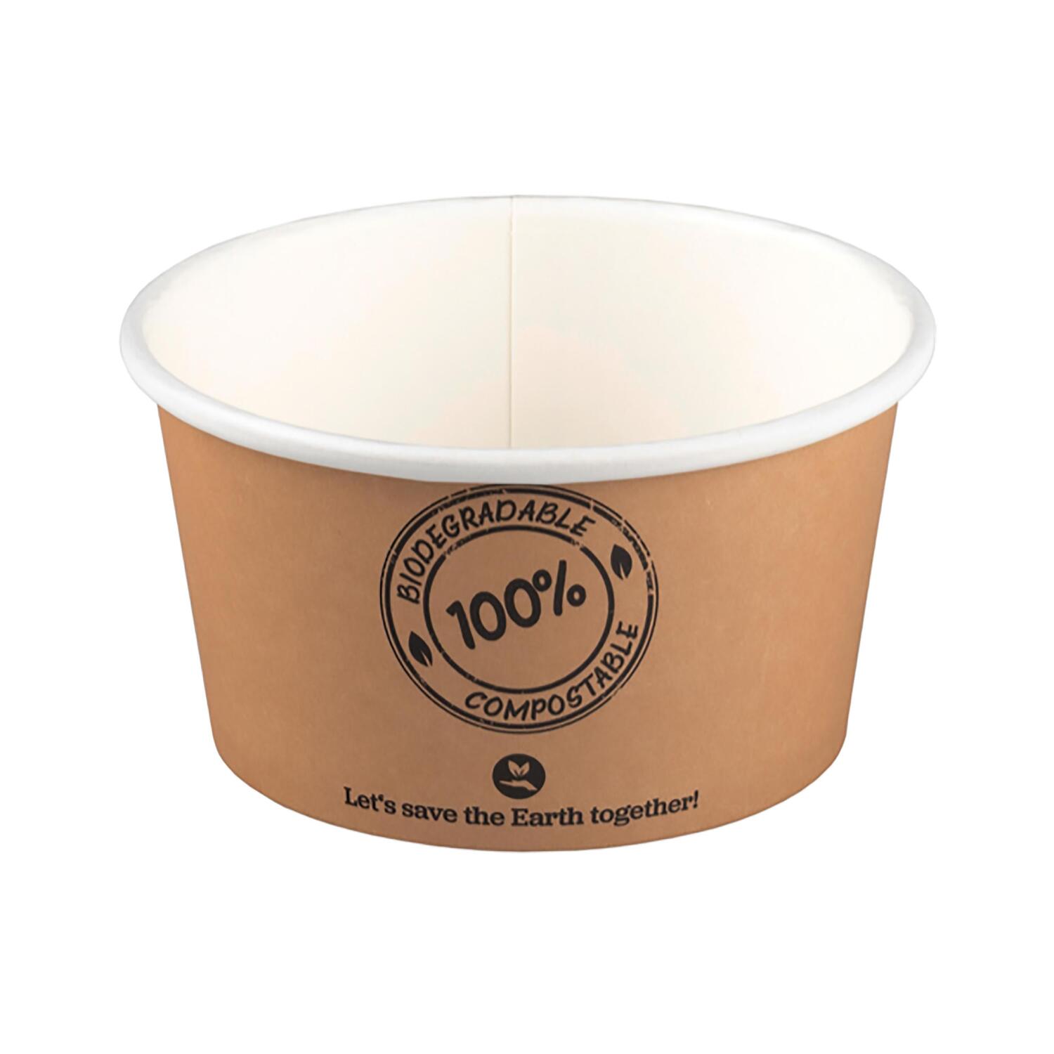 BIO Suppenbecher ToGo Verpackung aus Karton 350ml Ø11.5cm bis 100°C, 25 Stk.