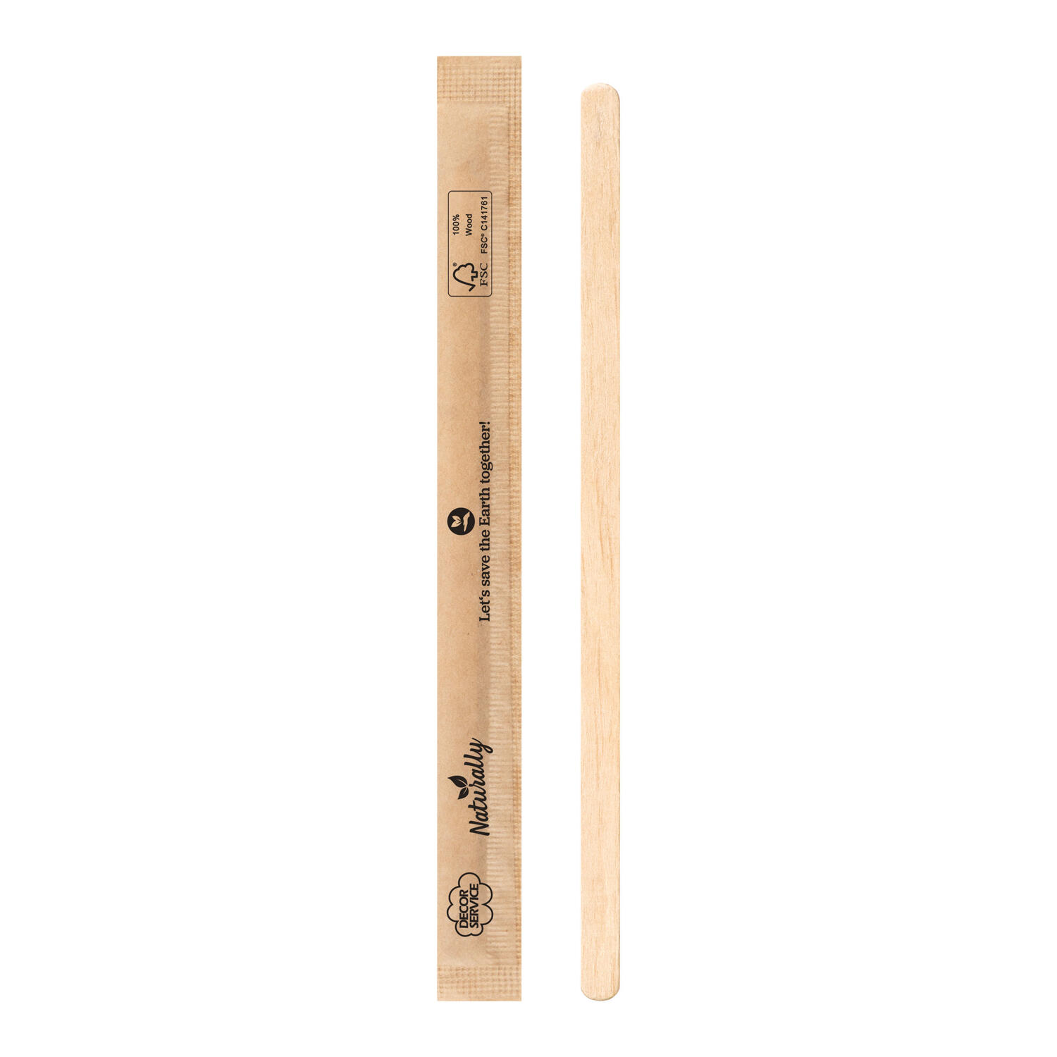 Rührstäbchen aus Holz, in Papier gehüllt, 14cm, 500 Stk.