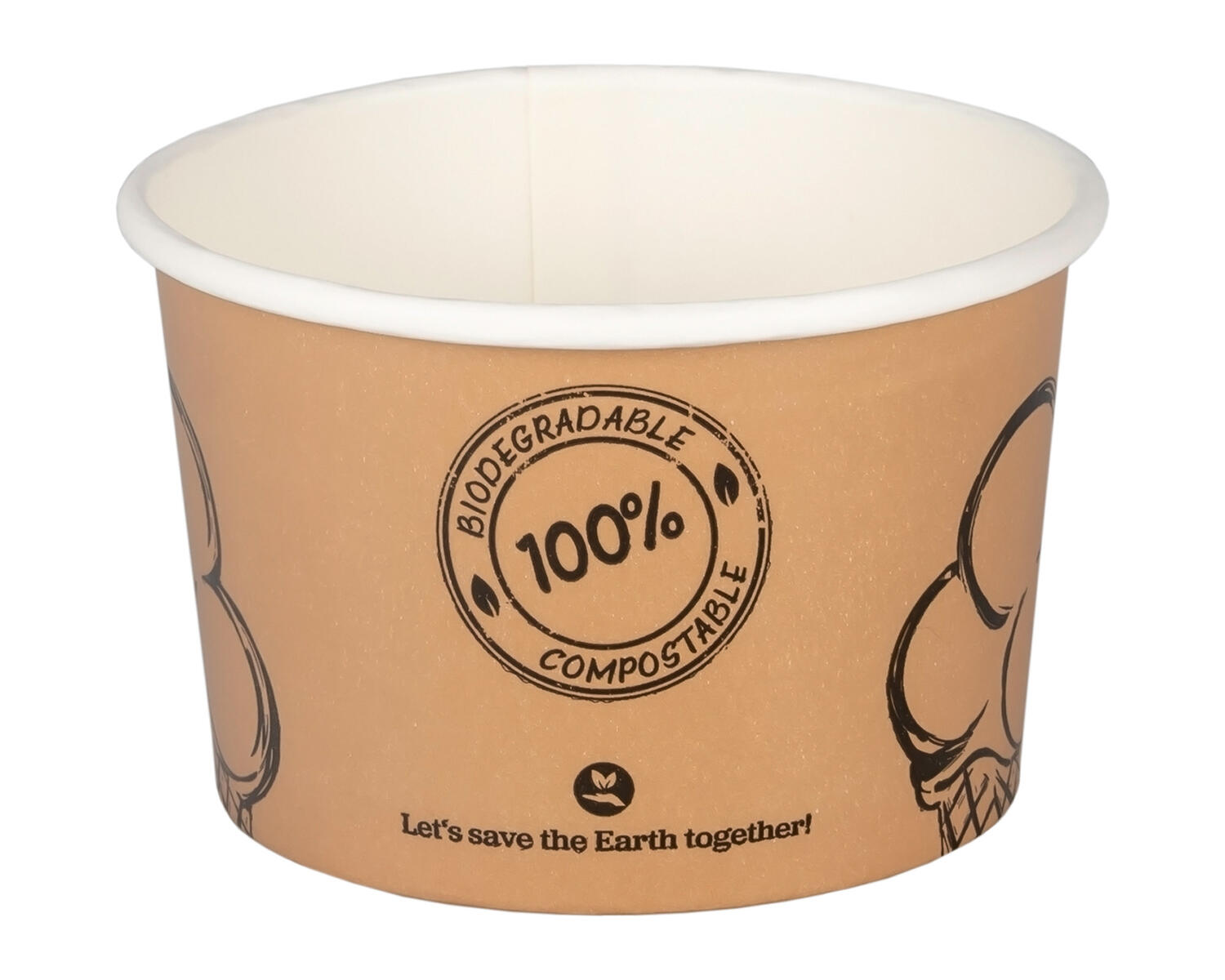 BIO Eisbecher aus Karton FSC zerfiziert 120ml Ø7.3cm, 50 Stk.