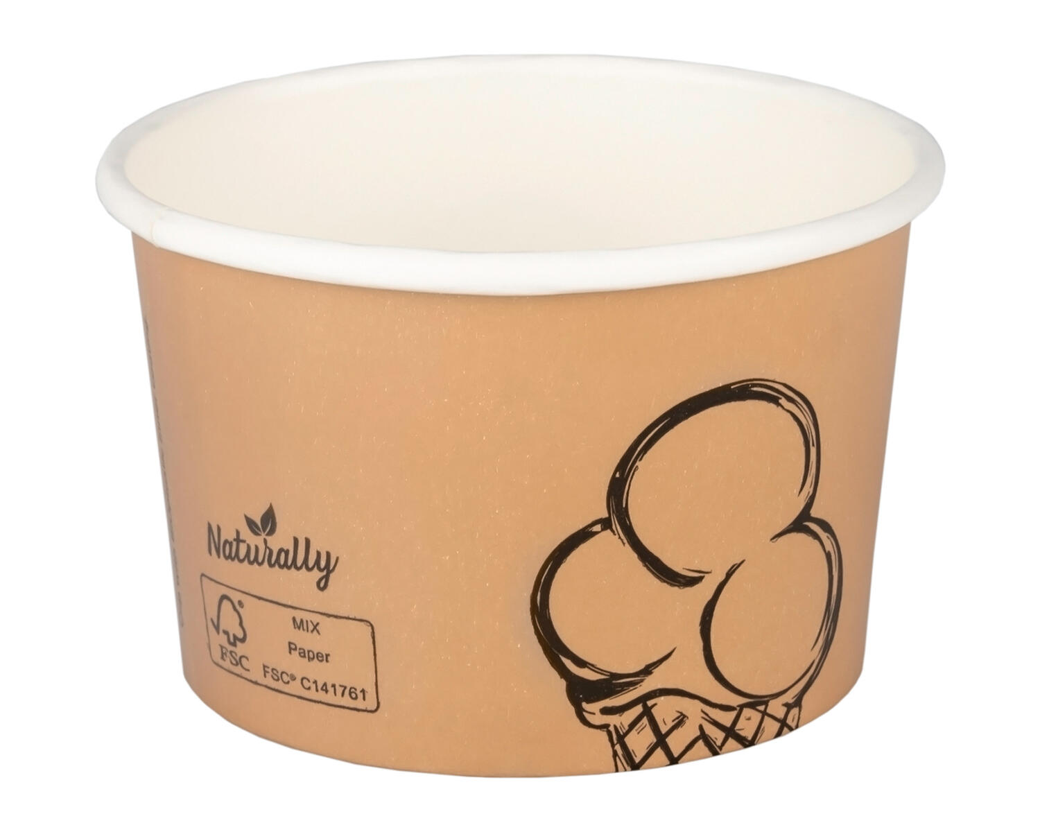 BIO Eisbecher aus Karton FSC zerfiziert 120ml Ø7.3cm, 50 Stk.