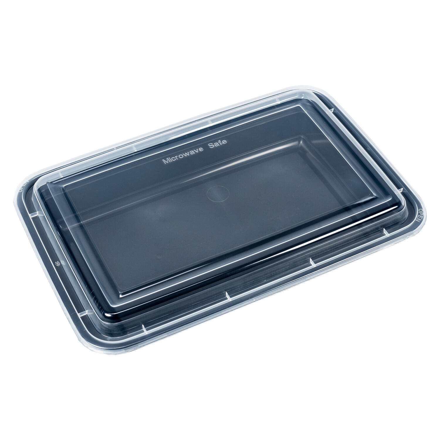 Mehrweg Menüboxen wiederverwendbar PP mit Deckel ungeteilt schwarz 29.5x20x5.5cm, 50 Stk.