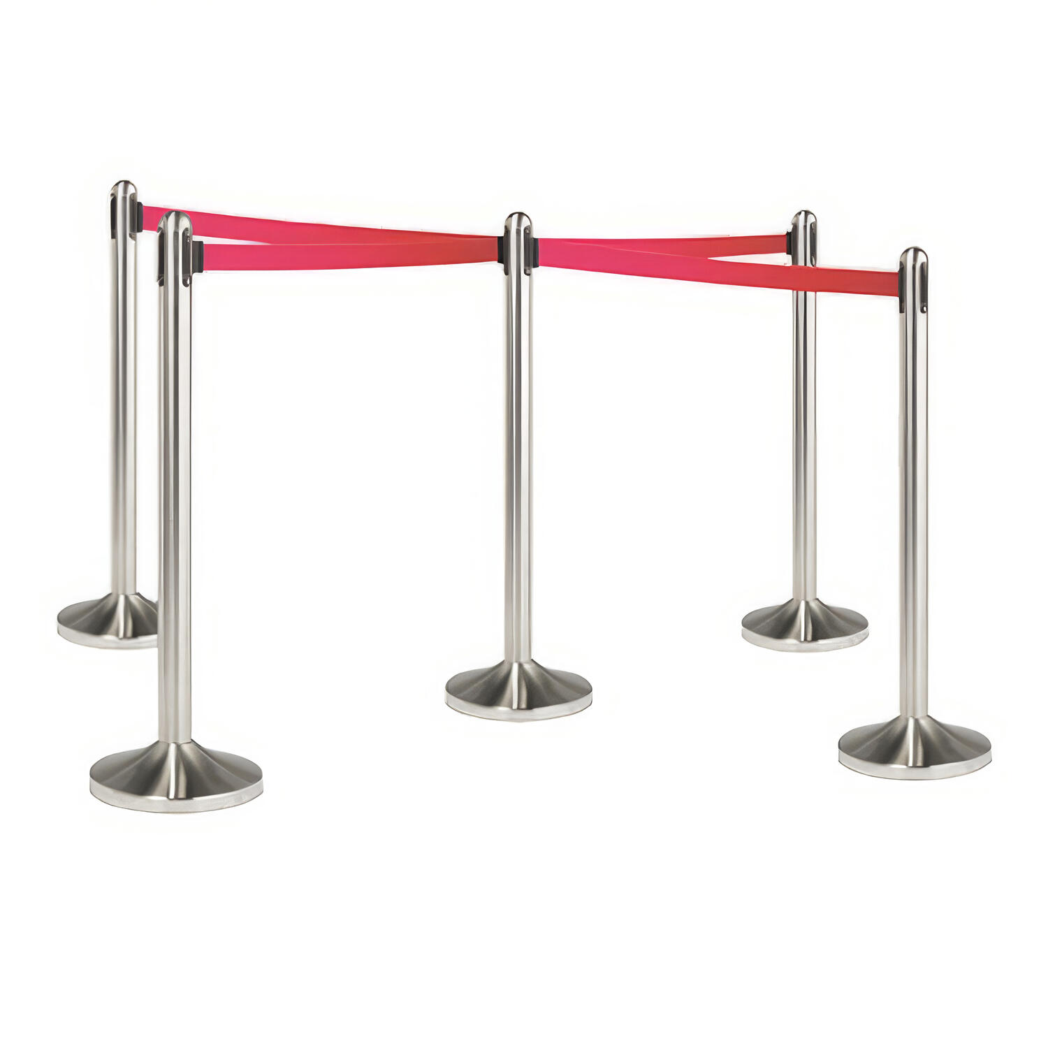 Leitsystem aus rostfreiem Stahl, einziehbares Band in rot, mit Fußteil, 100 cm