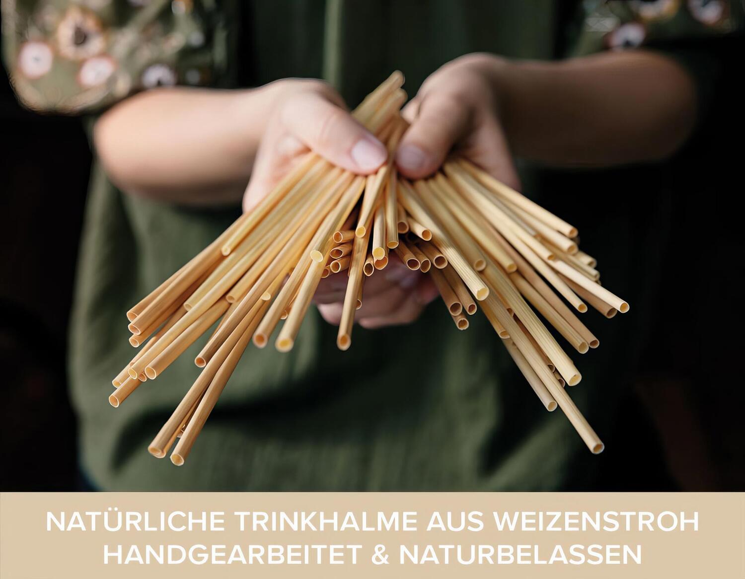 Trinkhalme aus Stroh natur 3-5mm 21cm, 100 Stk.