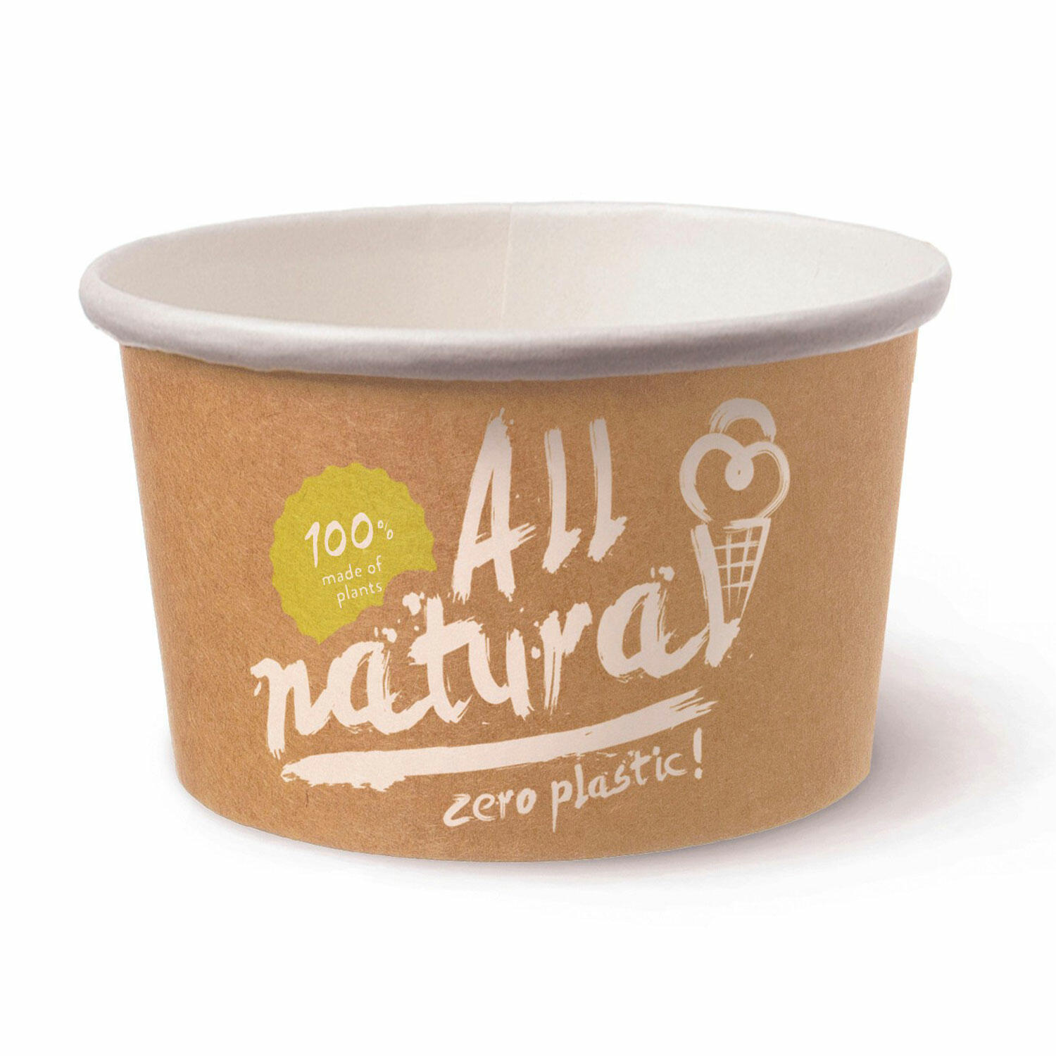BIO Eisbecher Pappe FSC® 500 ml ALL NATURAL ohne Kunststoffbeschichtung, 50 Stk.