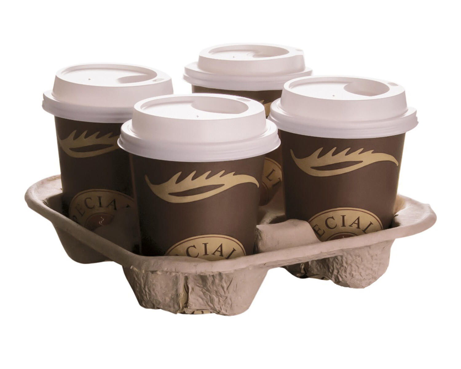 Getränkehalter Tragetablett Becherhalter 4 Becher Coffee to Go 21x21cm,  90 Stk.