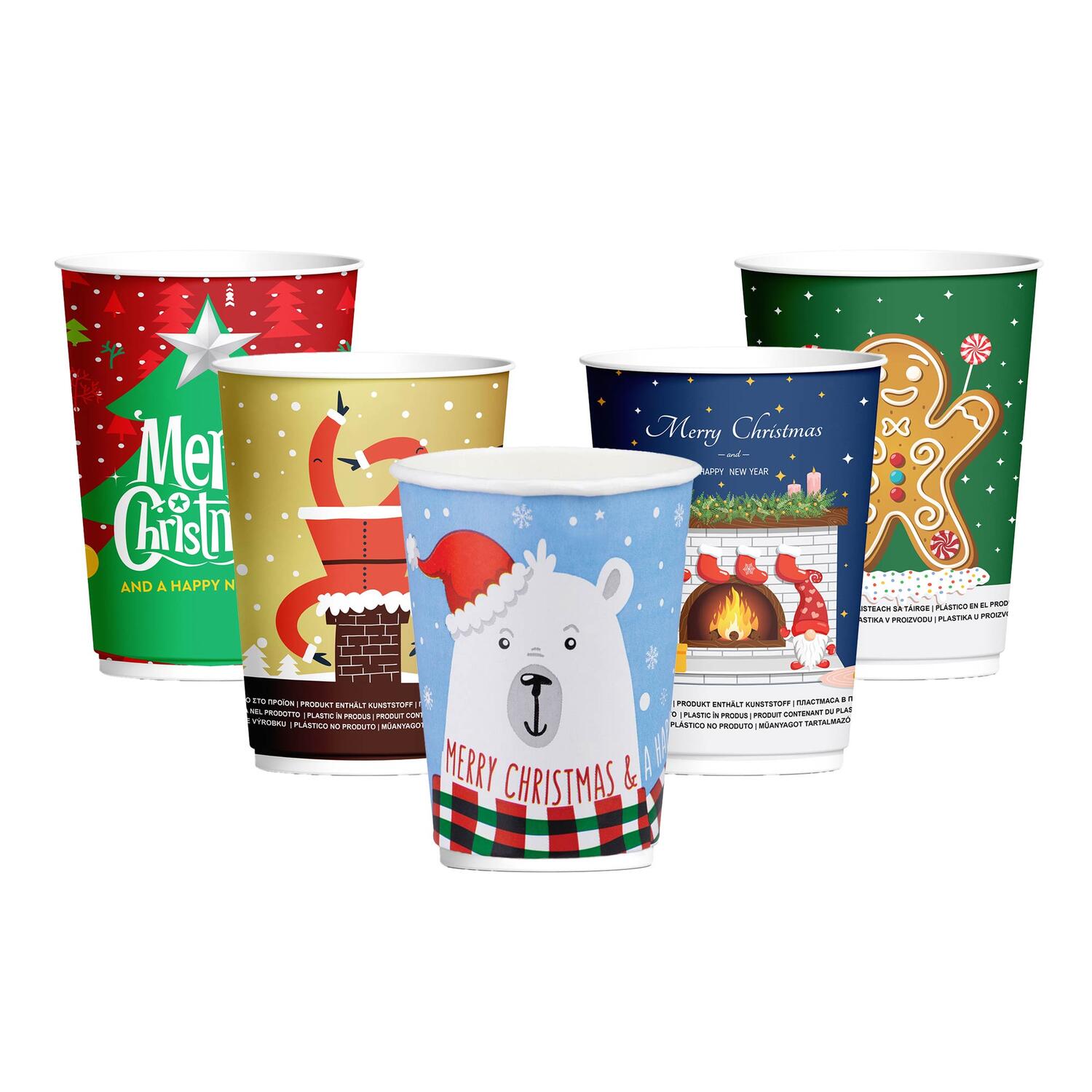 Pappbecher Heigetrnkebecher doppelwandig WEIHNACHTSMIX 400ml (max 500ml), 25 Stk.