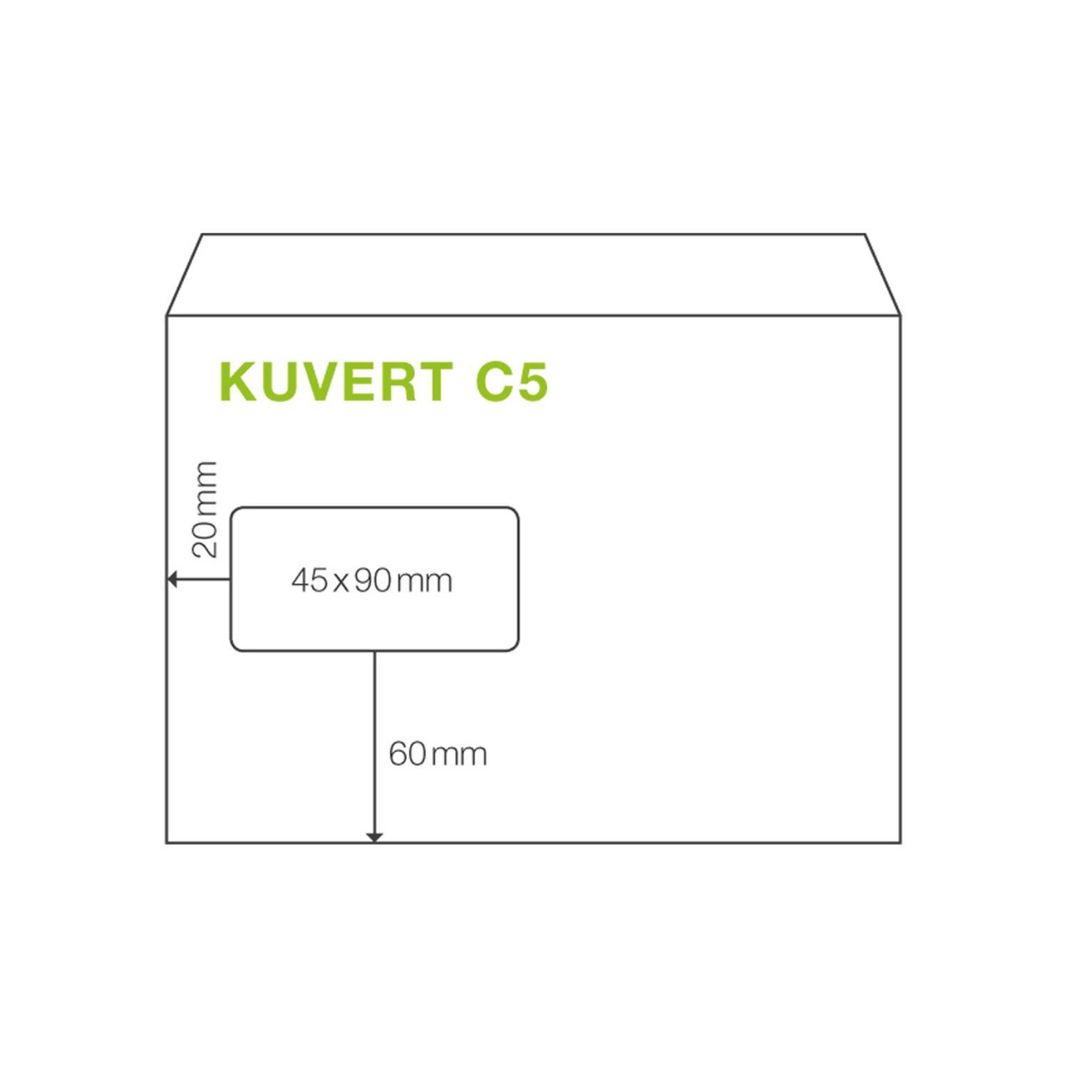 ÖKI Fensterkuvert C5 162x229mm weiß, 90 gr. Haftstreifen, 50 Stk.