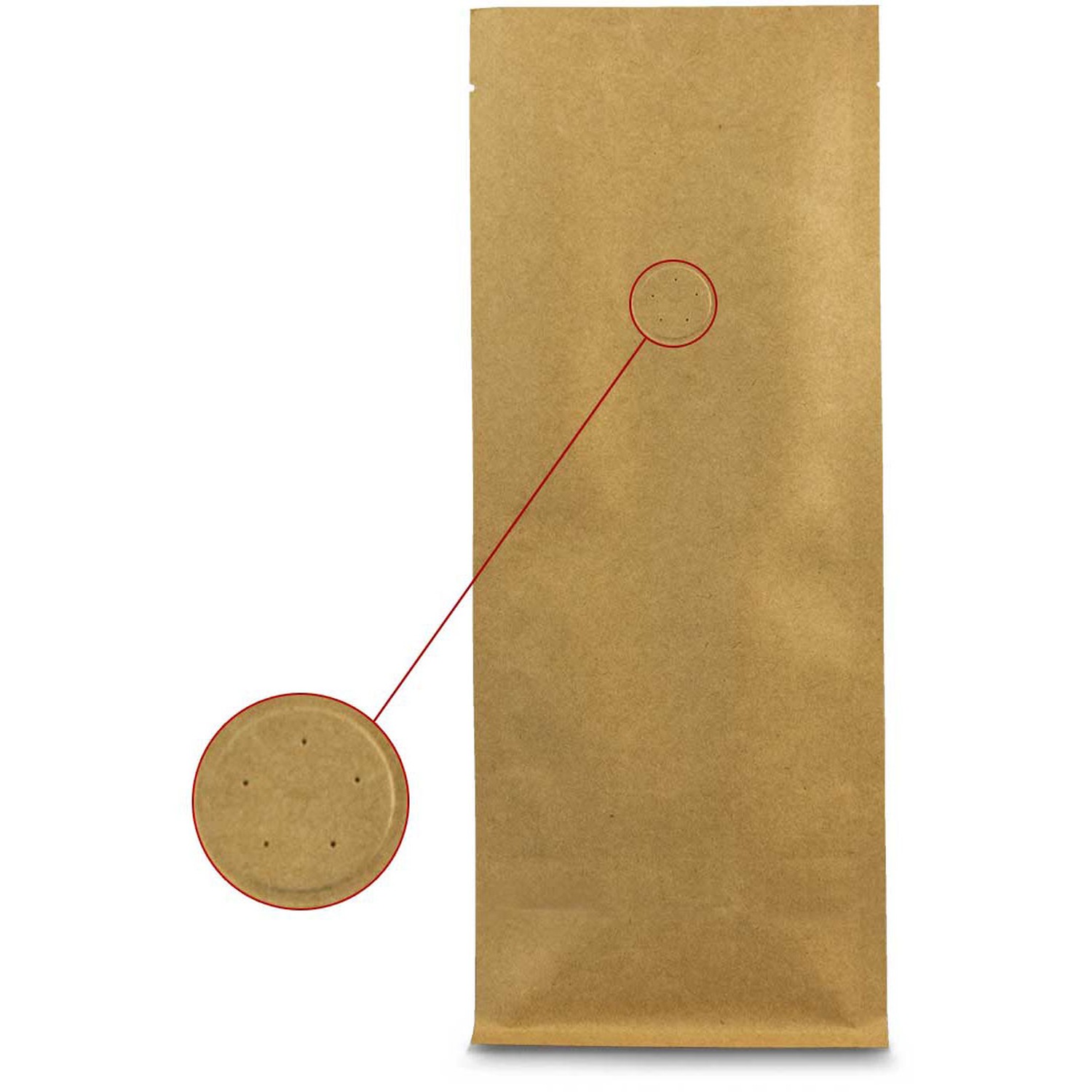 Flachbodenbeutel Kraftpapier braun mit Aromaschutzventil 95x185x60mm, 1000 Stk.
