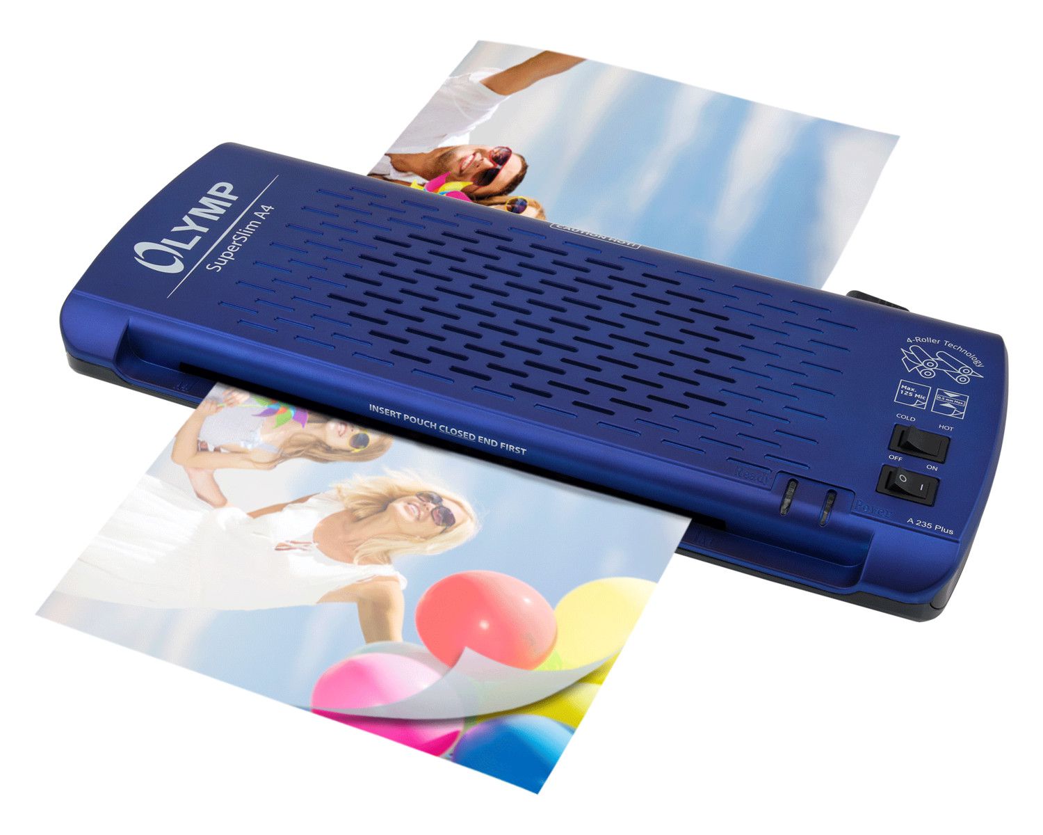 OLYMPIA Laminiergerät A235 PLUS, superflacher 4-Rollen Laminator für A4, blau