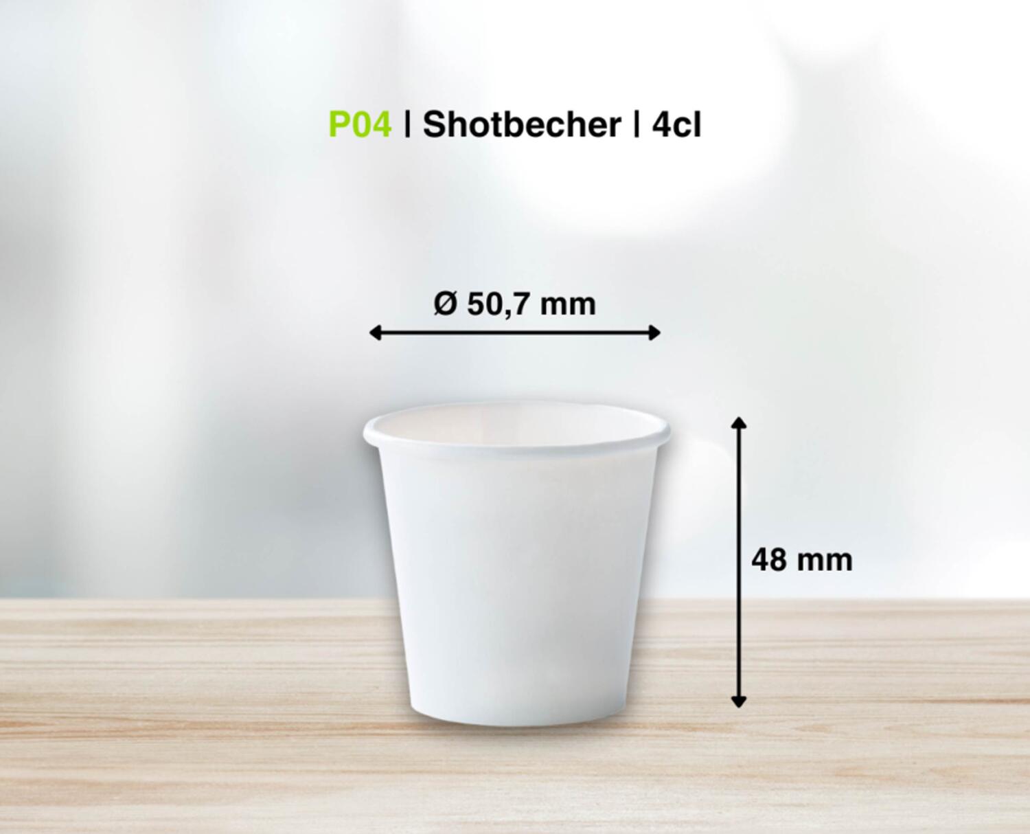 Schnapsbecher Shotbecher Stamperl Pappbecher weiß mit Eichstrich 4cl 40ml, 40 Stk.