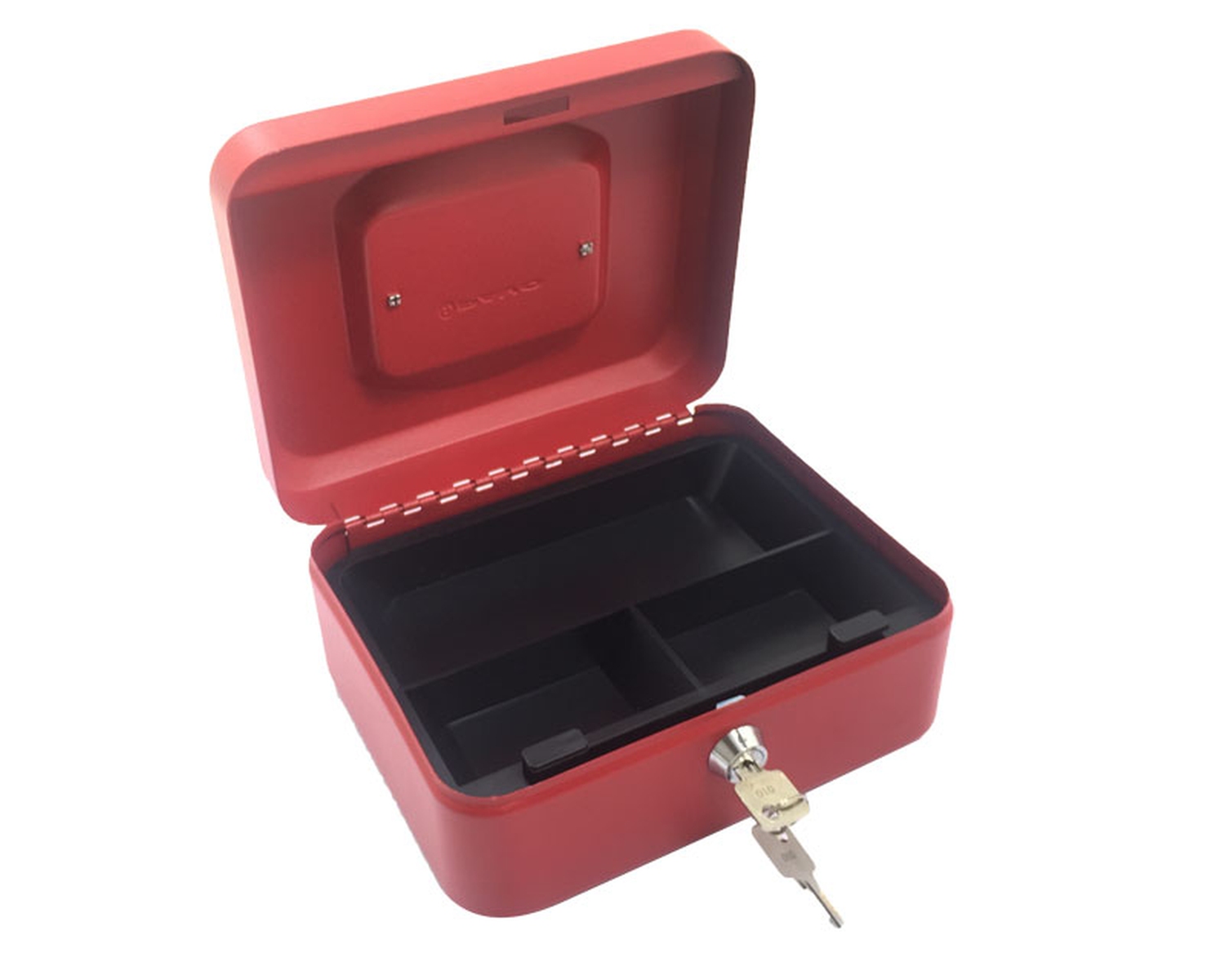 Geldkassette aus robustem Stahl mit herausnehmbaren Mnzfchern 200 mm,  rot