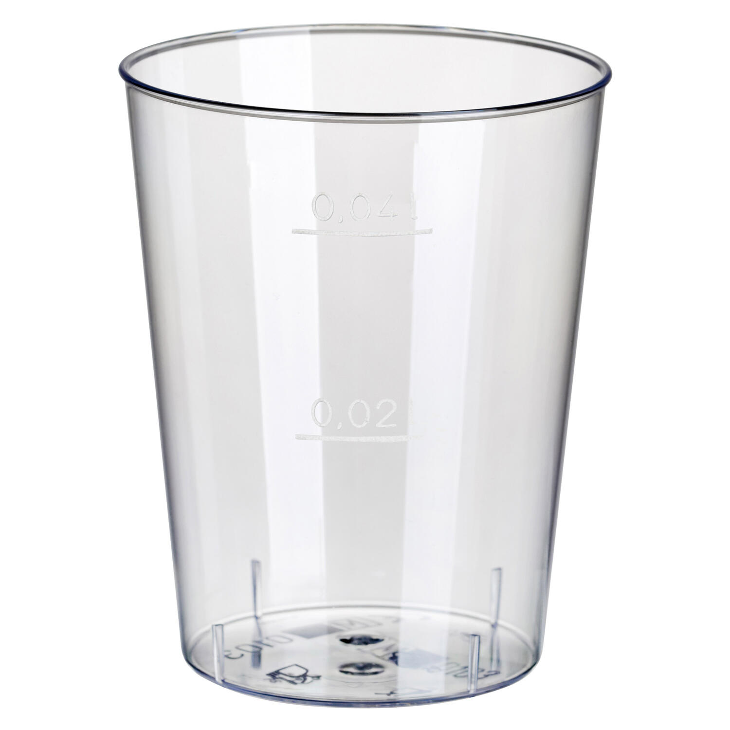 Einweg-Schnapsglas 4cl,  PS mit Eichstrich bei 2cl und 4cl, transparent, 40 Stk.