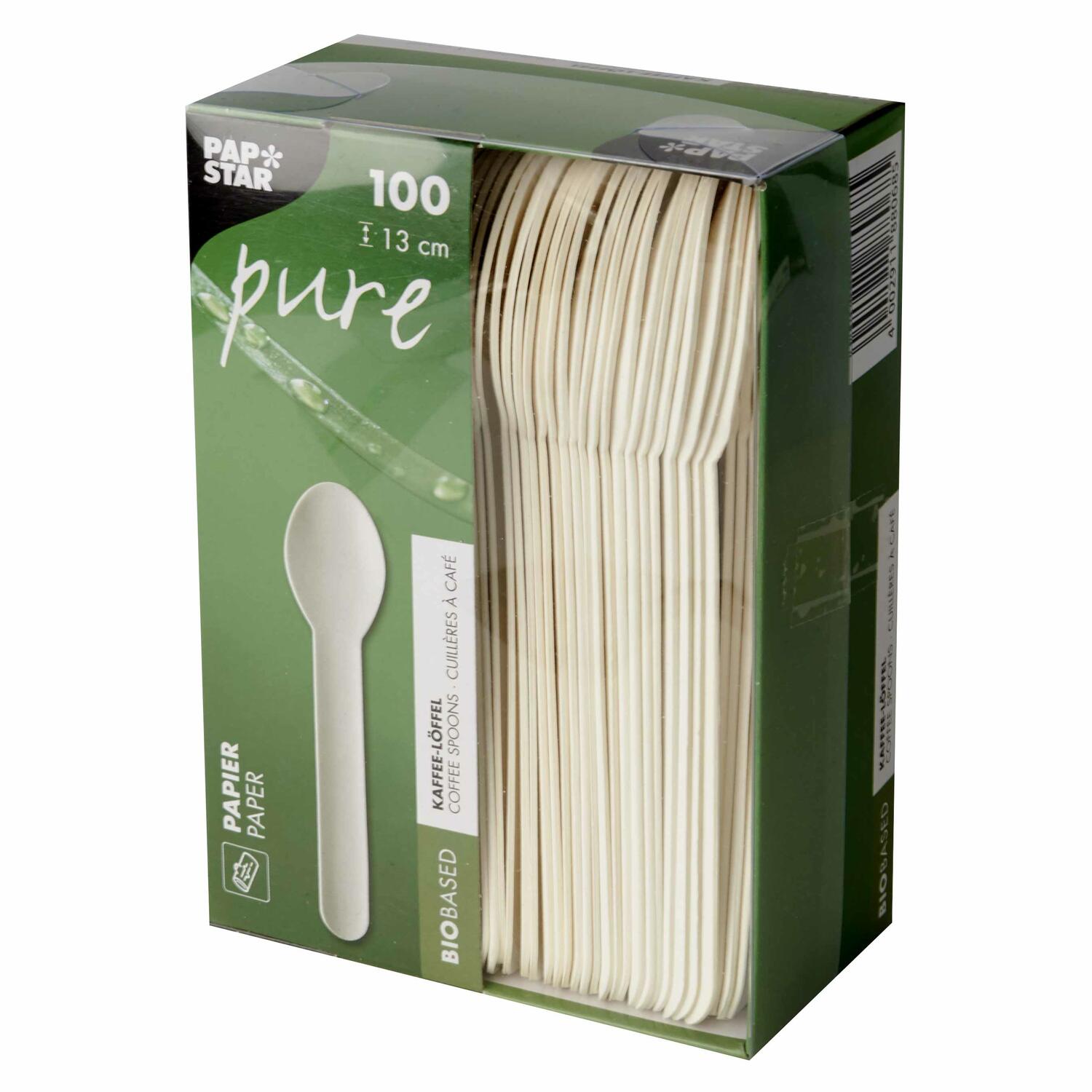 PAPSTAR pure Kaffeelffel aus Papier 13 cm FSC weiss, 100 Stk.