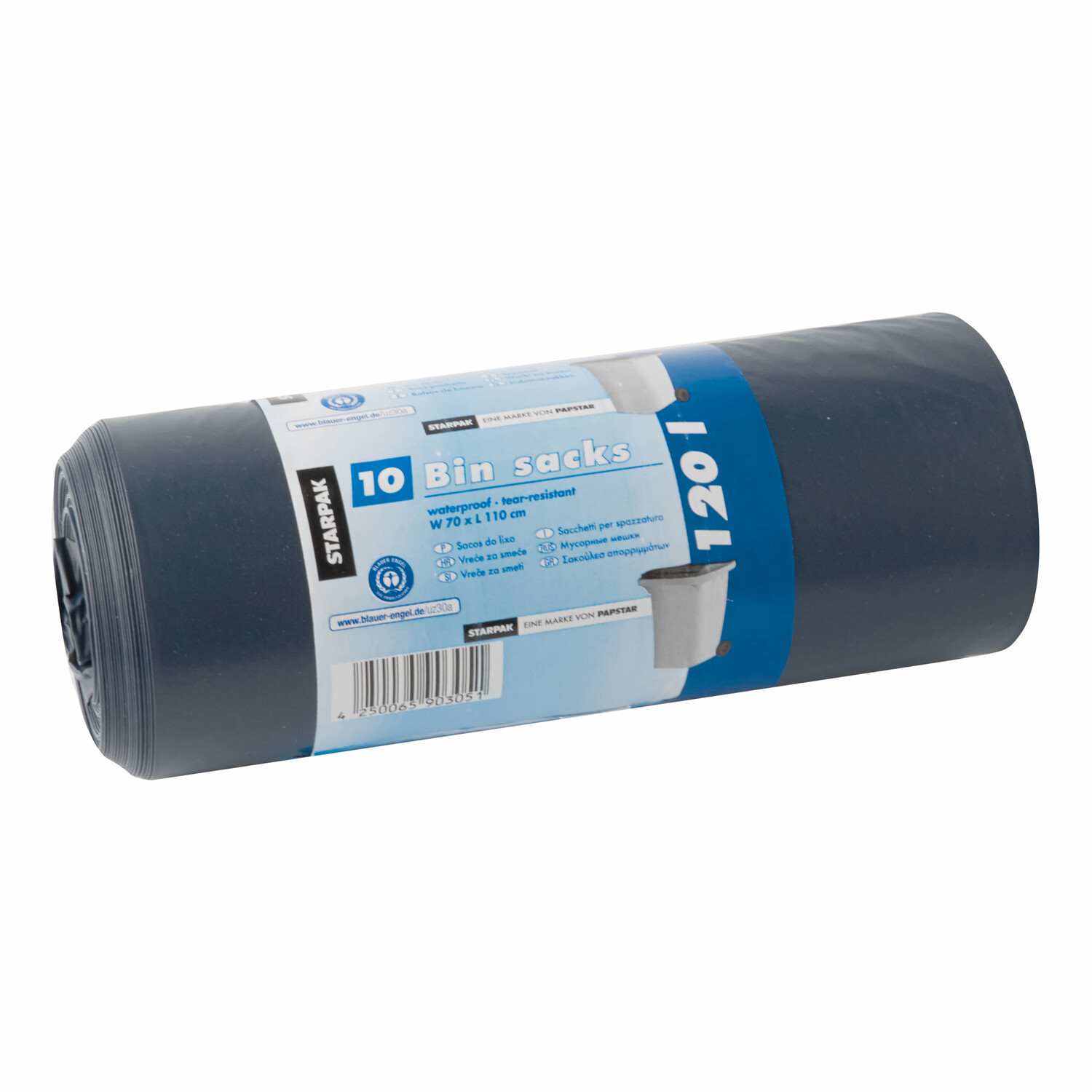 Mllscke mit Zugband LDPE blauer Engel 60 l  - 71 x 64 cm grn/schwarz, 25 Stk.