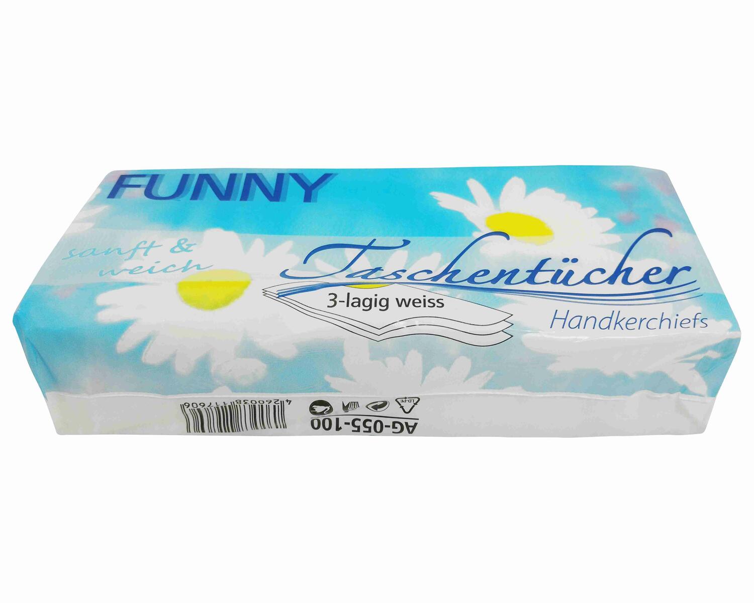 Funny Taschentücher sanft und weich, 3-lagig weiß, 100 Stk.