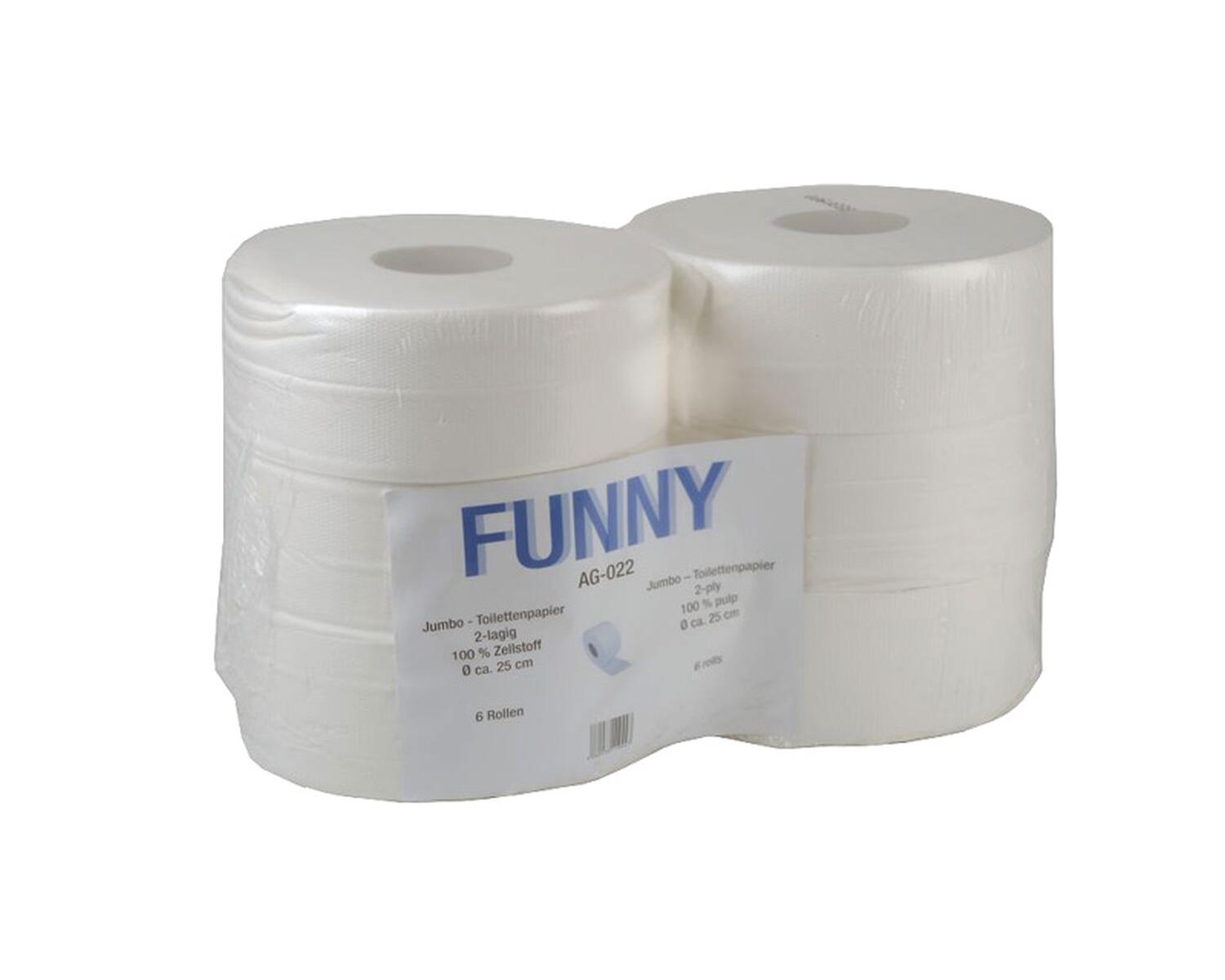 Jumbo Toilettenpapier Jumborollen 2-lagig, 100% Zellstoff hochwei, 6 Stk.