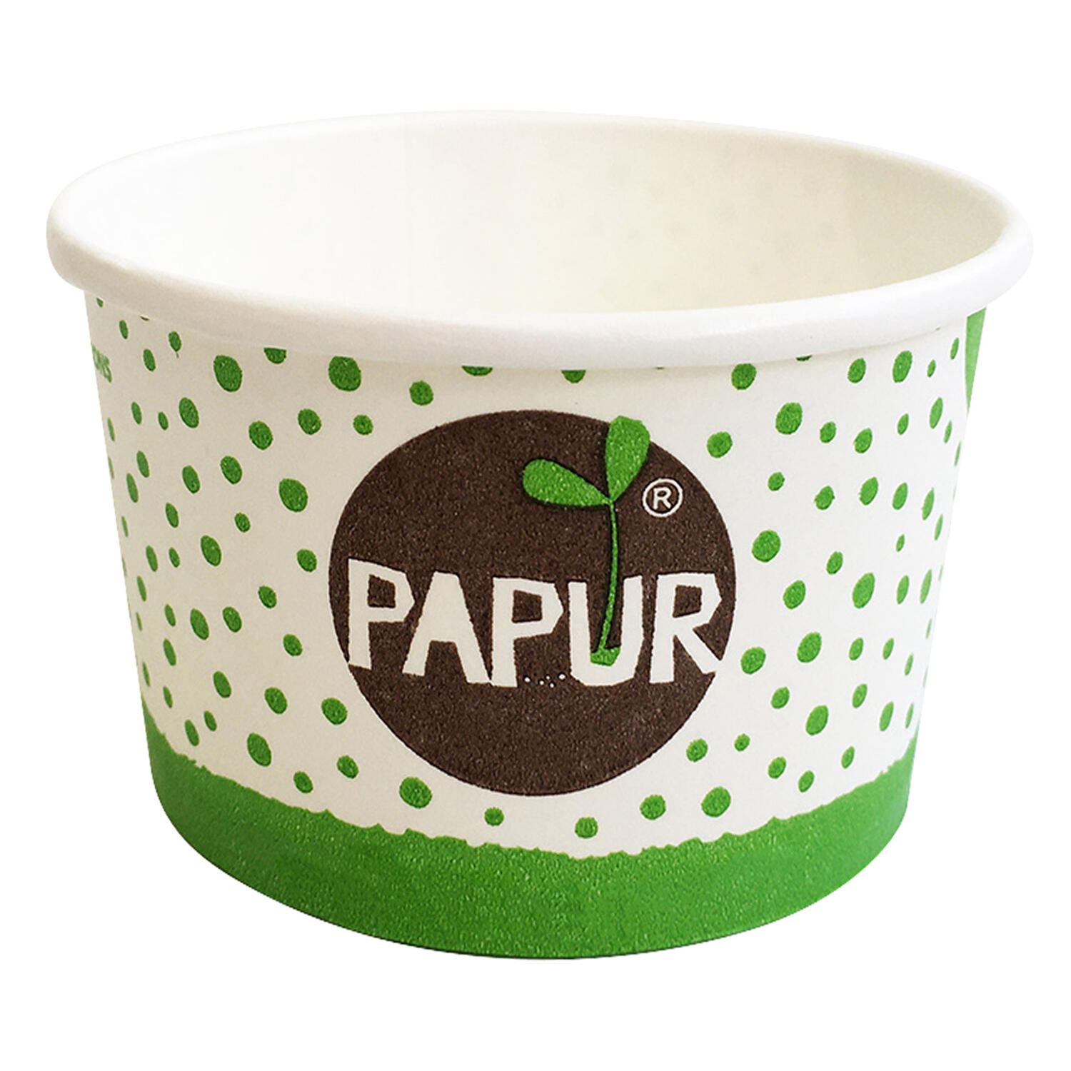 Bio Eisbecher Pappbecher PAPUR 100% ohne Kunststoff 100ml Ø70 Höhe 45mm, 50 Stk.