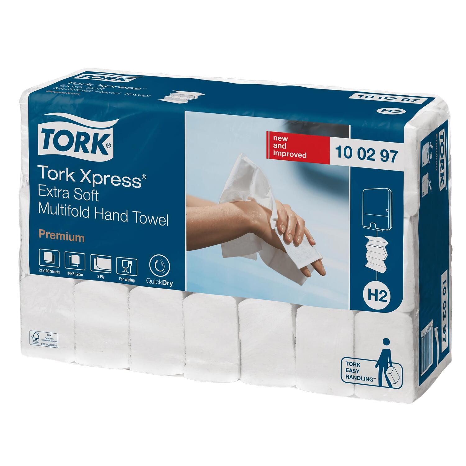 Tork Falthandt�cher Interfold Premium H2 21x34cm 2-lagig, 21x100 Stk=2100 St�ck