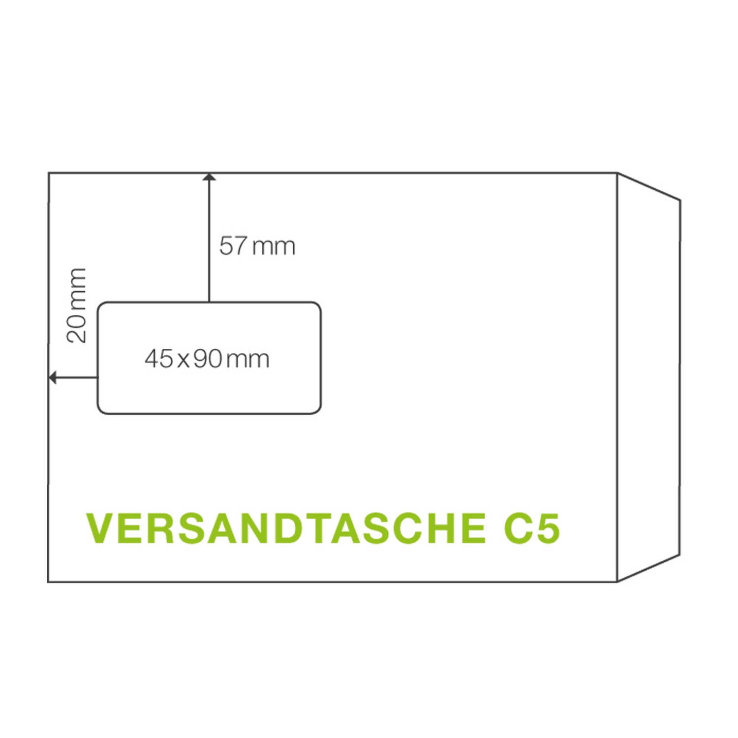 KI Fenstertasche C5T 162x229mm wei, 90 gr. Haftstreifen, 10 Stk.