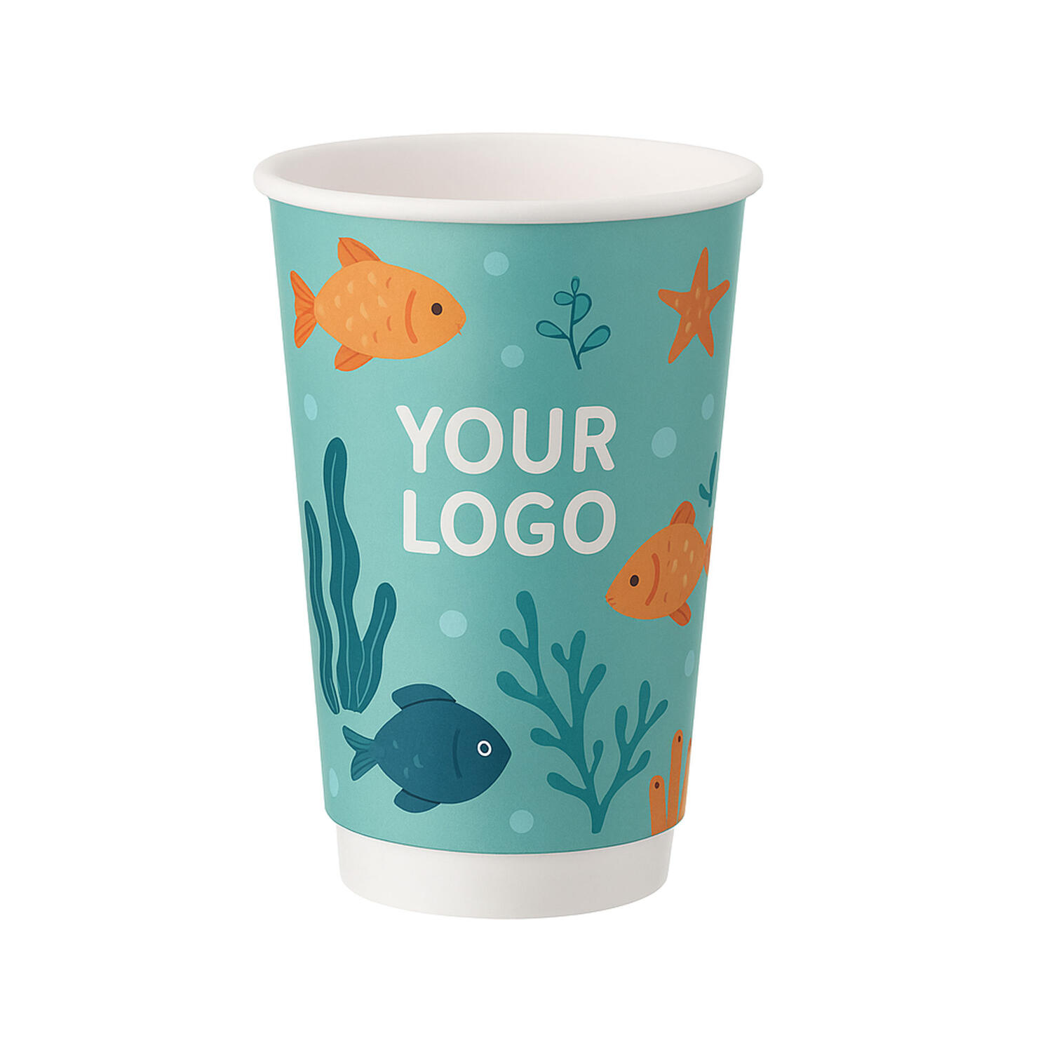Personalisierbare Doppelwandbecher fr Hei- und Kaltgetrnkebecher wei 400 ml, 500 Stk.