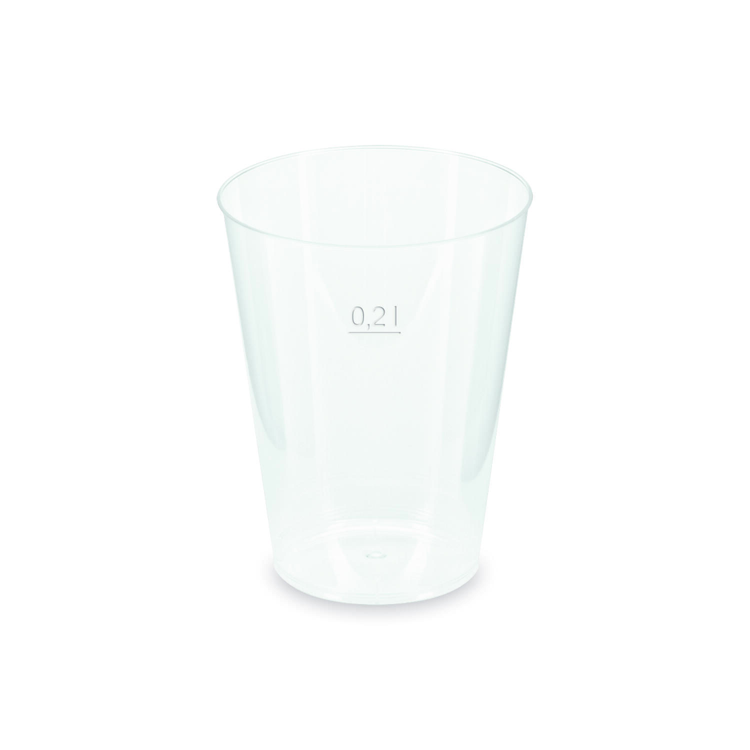 Mehrwegbecher Pfandbecher transparent PP Eichstrich 0,2 l  6,8 cm,  40 Stk.