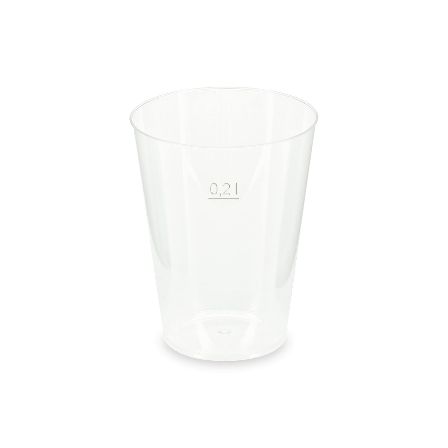 Mehrwegbecher Pfandbecher transparent stabil+ PP 0,2L Eichstrich  76mm, 25 Stk.