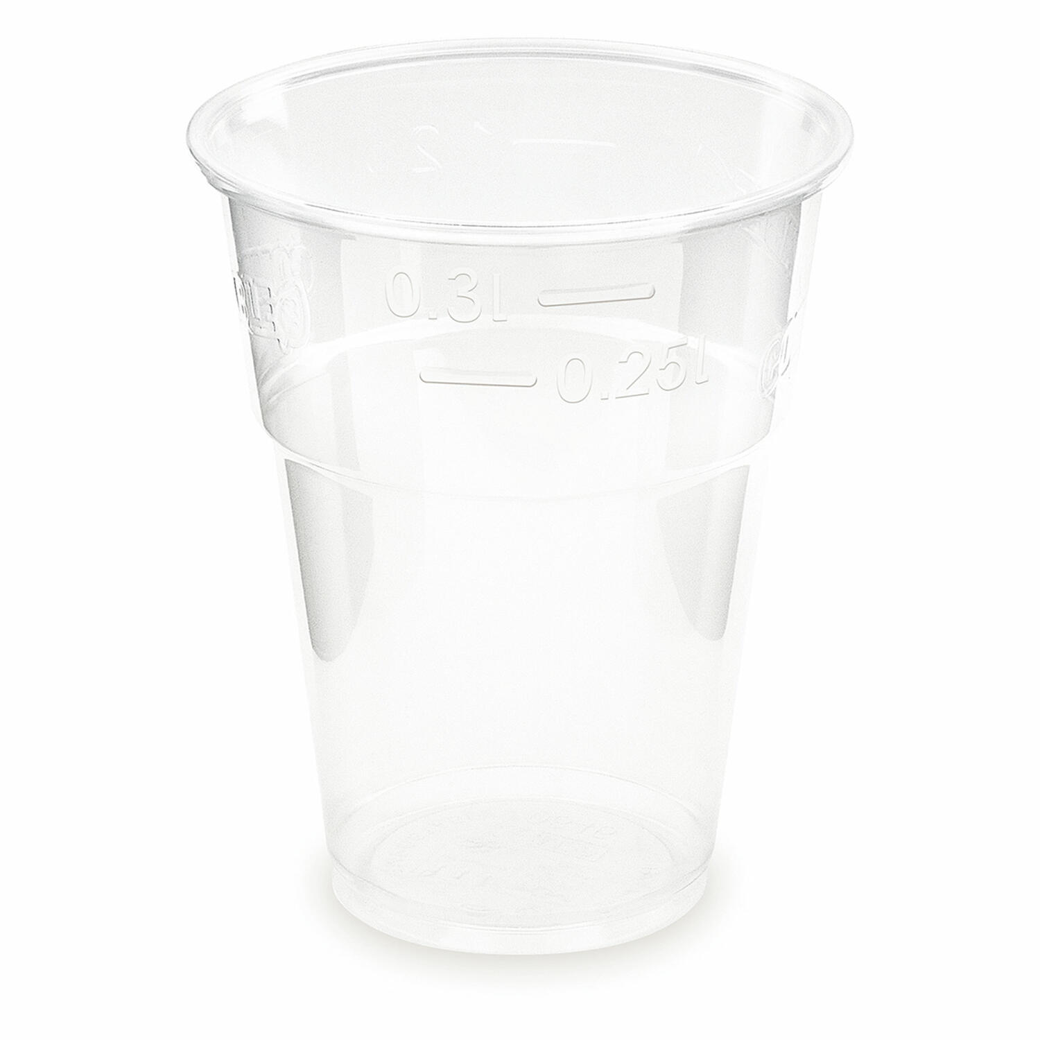 BIO Trinkbecher klar 300 ml 0,3 l Eichstrich Biokunststoff PLA ø 85mm, 10 Stk.