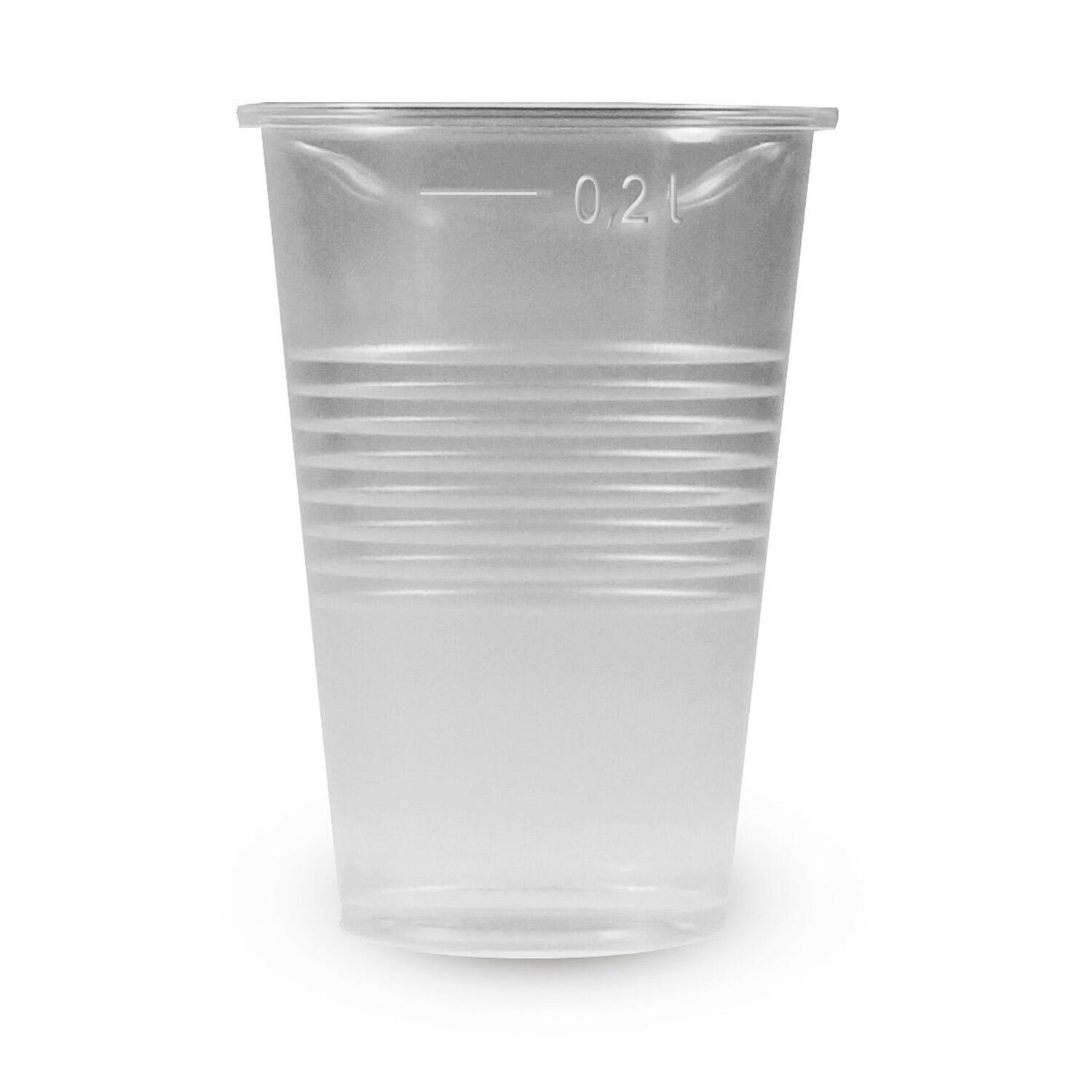 Trinkbecher transparent klar mit Eichstrich 0,2 l, 200 ml, PP,  15 Stk.