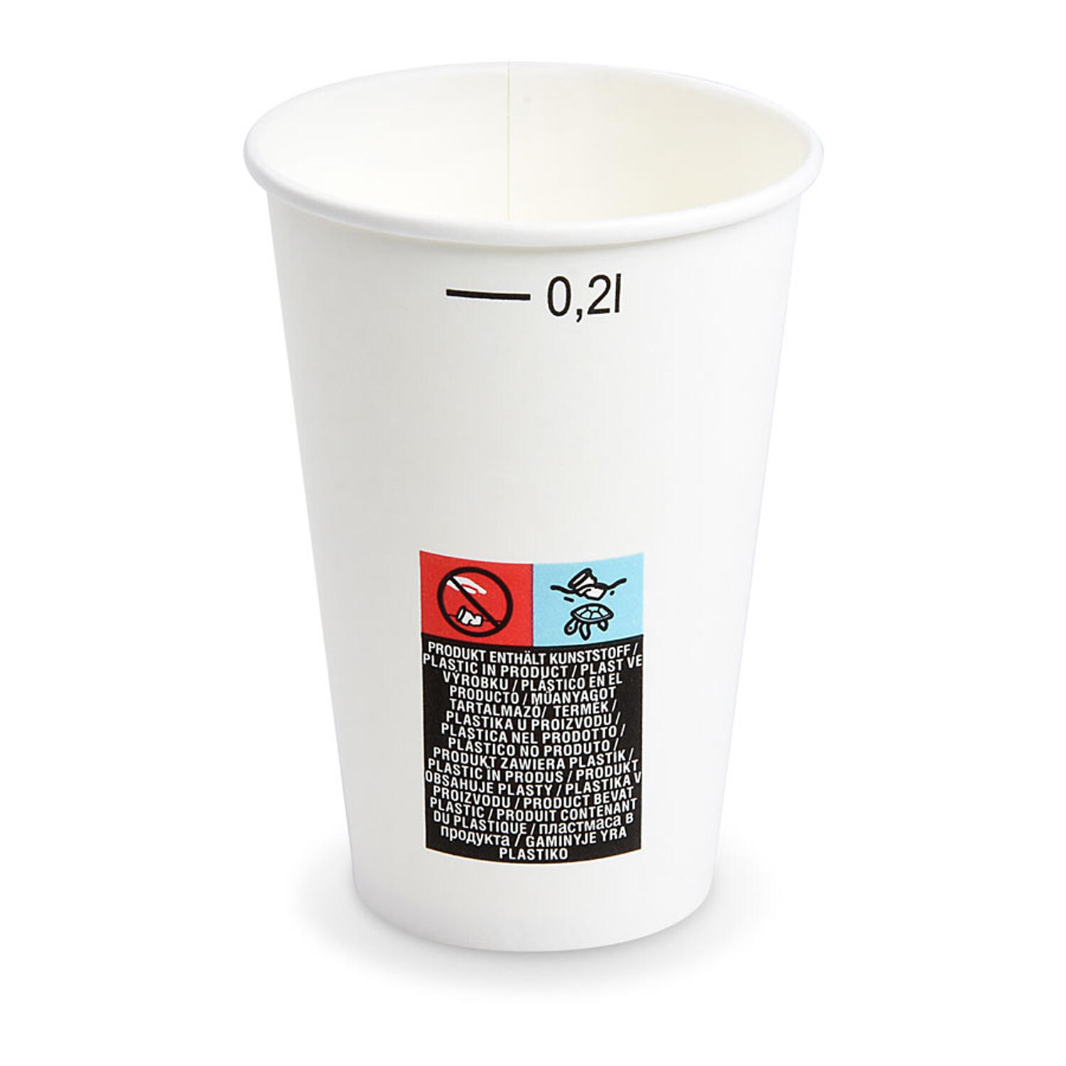 Heiß- und Kaltgetränkebecher Pappbecher FSC Mix/PE weiß 200ml Eichstrich  Ø 70mm, 50 Stk.