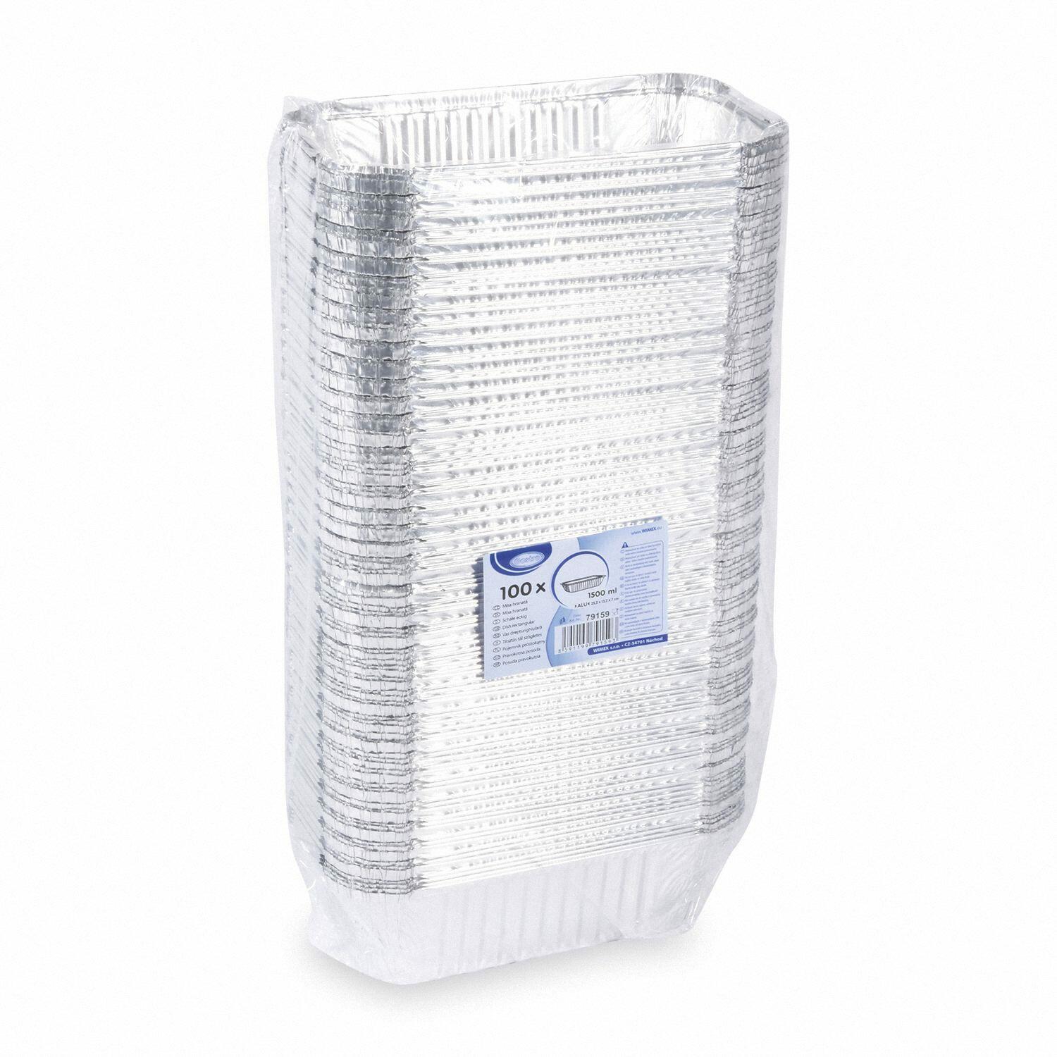 Alu-Servierschale Aluschale Menüschale Grillschale 1500ml 252x132x70mm, 100 Stk.