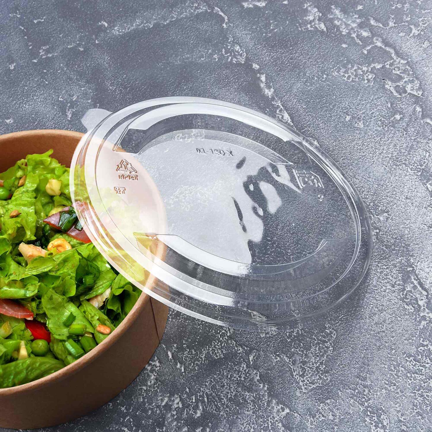 Deckel transparent �150mm aus rPET f�r Salatschalen Feinkostschalen, 50 Stk.