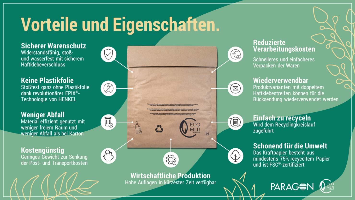 ecoMLR Papierpolstertaschen 155 x 235mm (A) | 130 x 225 mm (I) braun, 100 Stk.