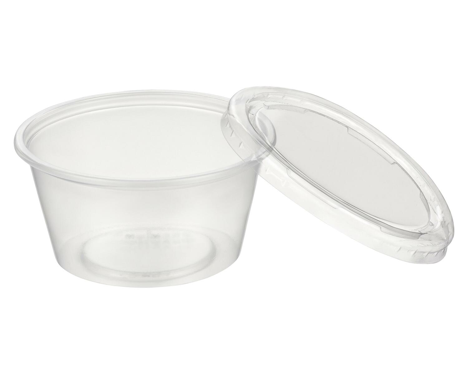 Dressingbecher Saucenbecher 30ml, transparent mit Deckel, aus PP, 50 Stk.