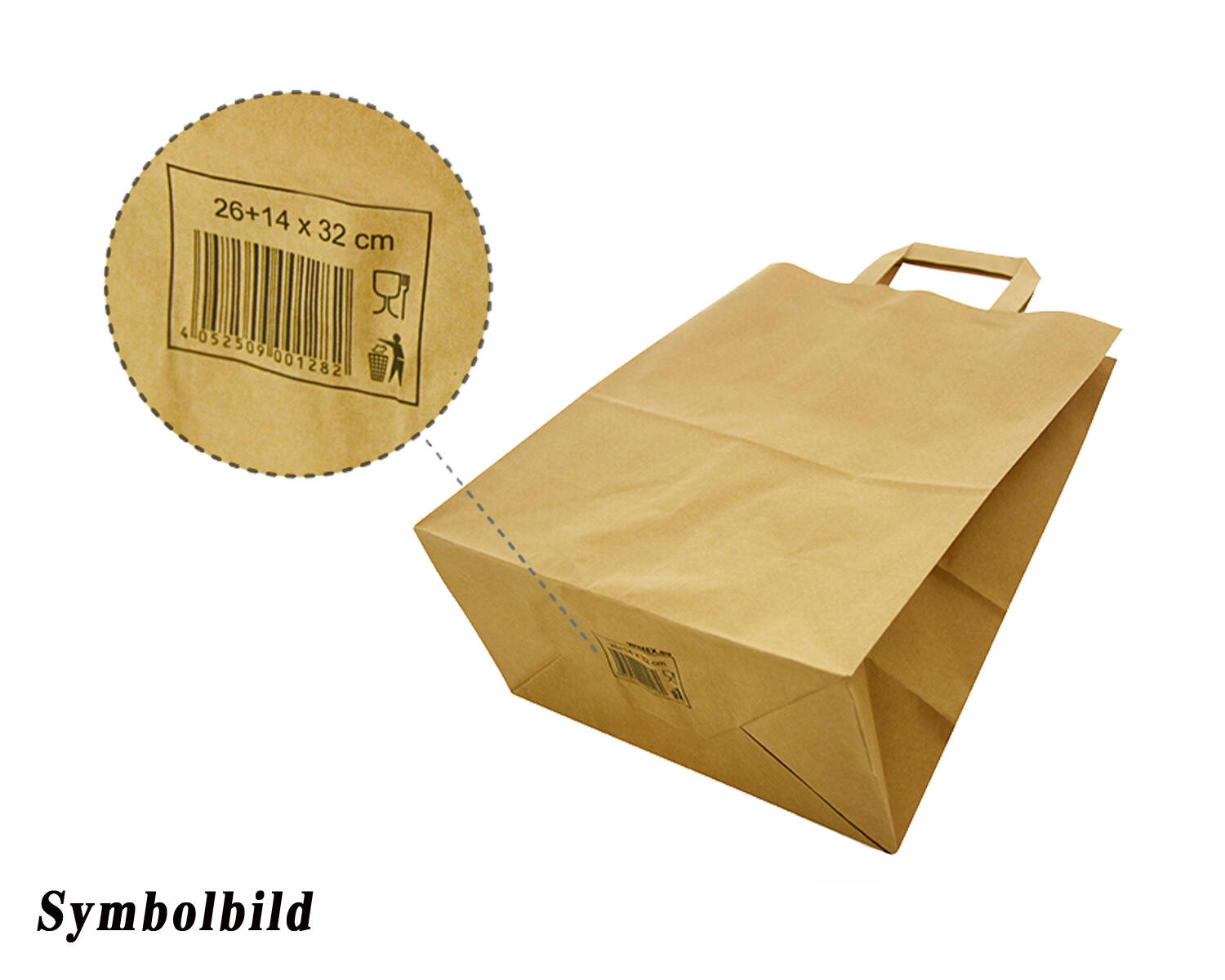 GASTRO Papiertragetaschen 40+16 x 45 cm mit EAN-Code braun,  50 Stk.