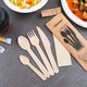 Bestecksets aus Holz biologisch abbaubar 5-teilig Gabel Messer Löffel Kaffeelöffel Serviette hygienisch verpackt, 50 Sets